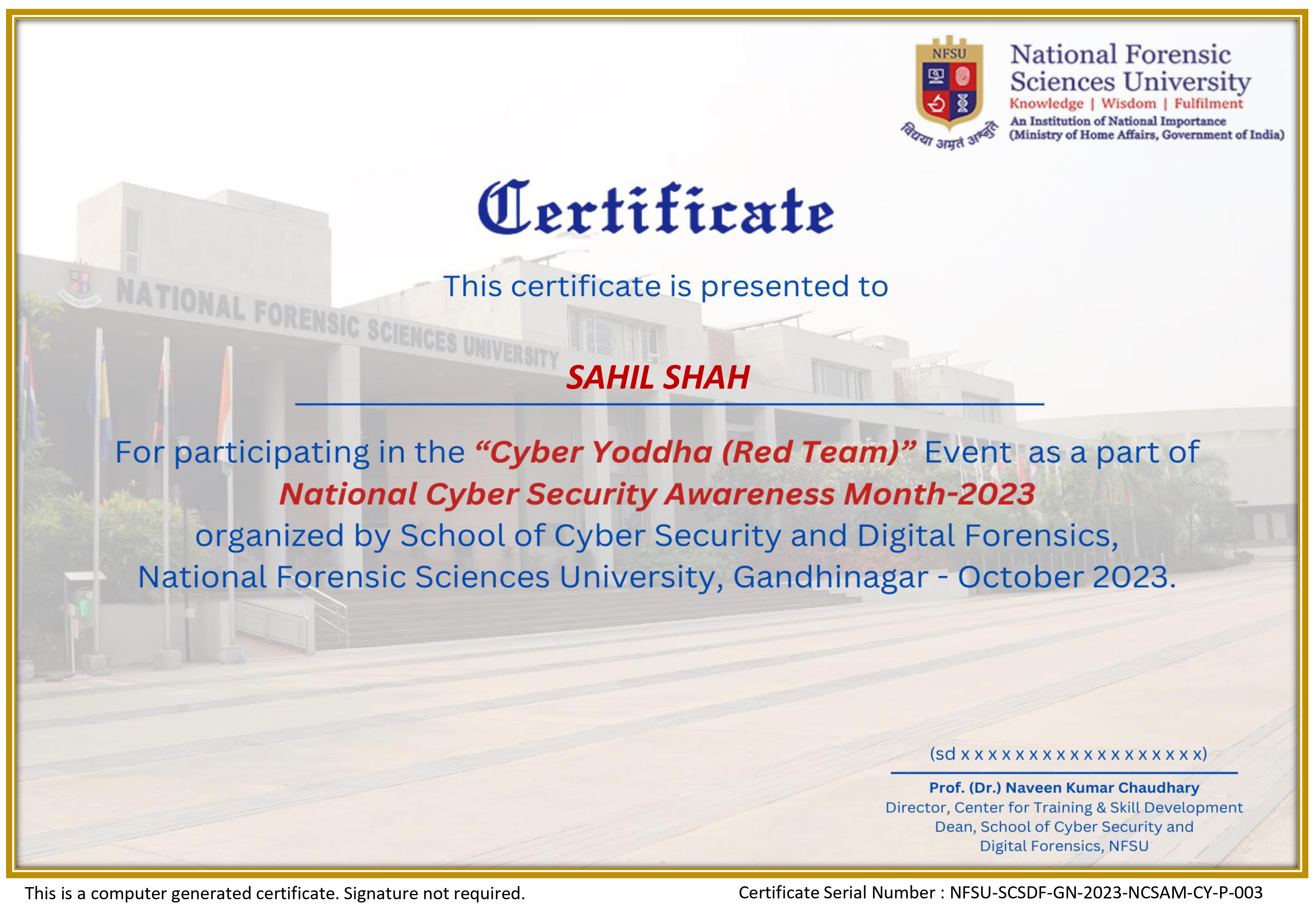 Participation Certificate CTFs