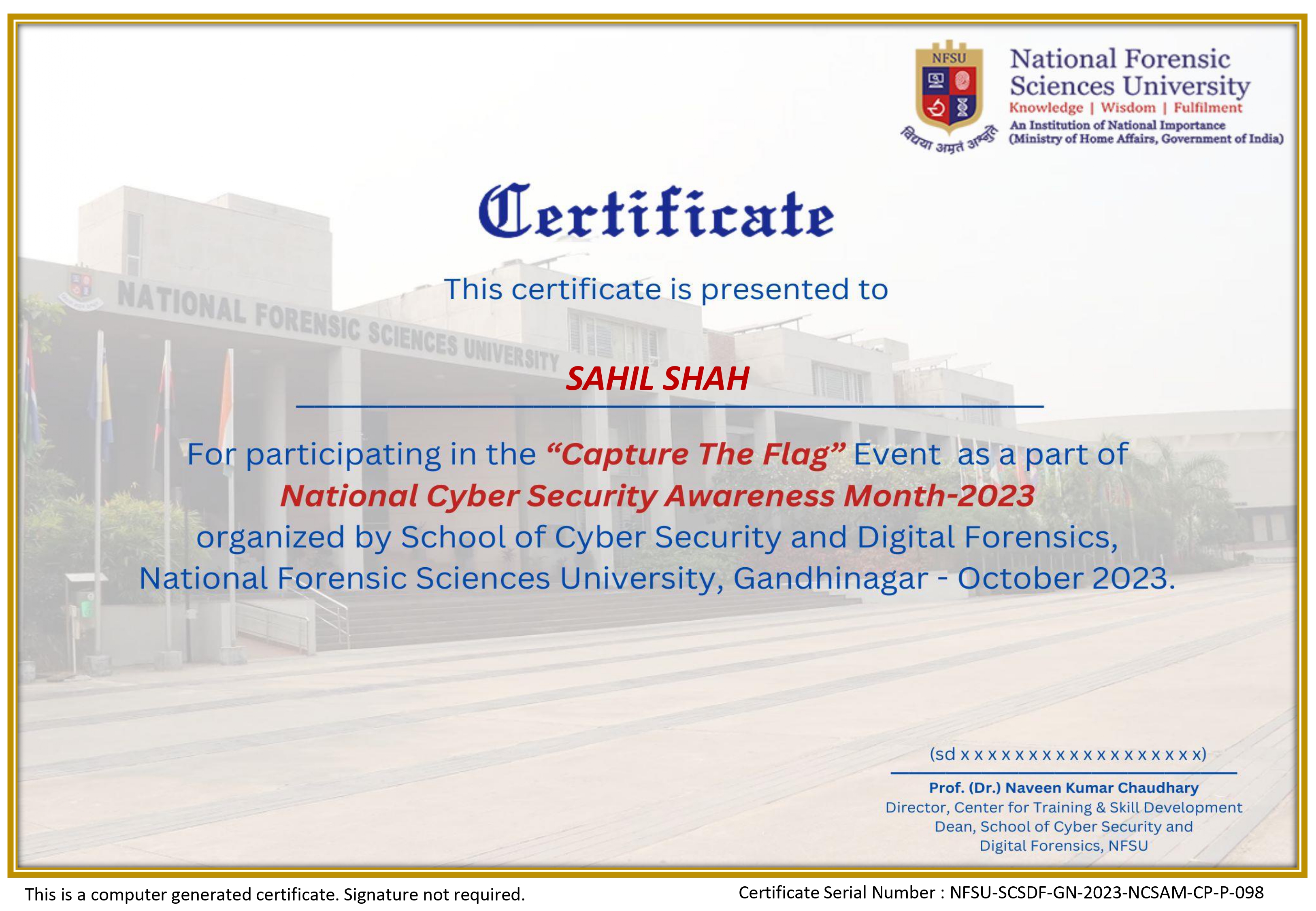 Participation Certificate CTFs